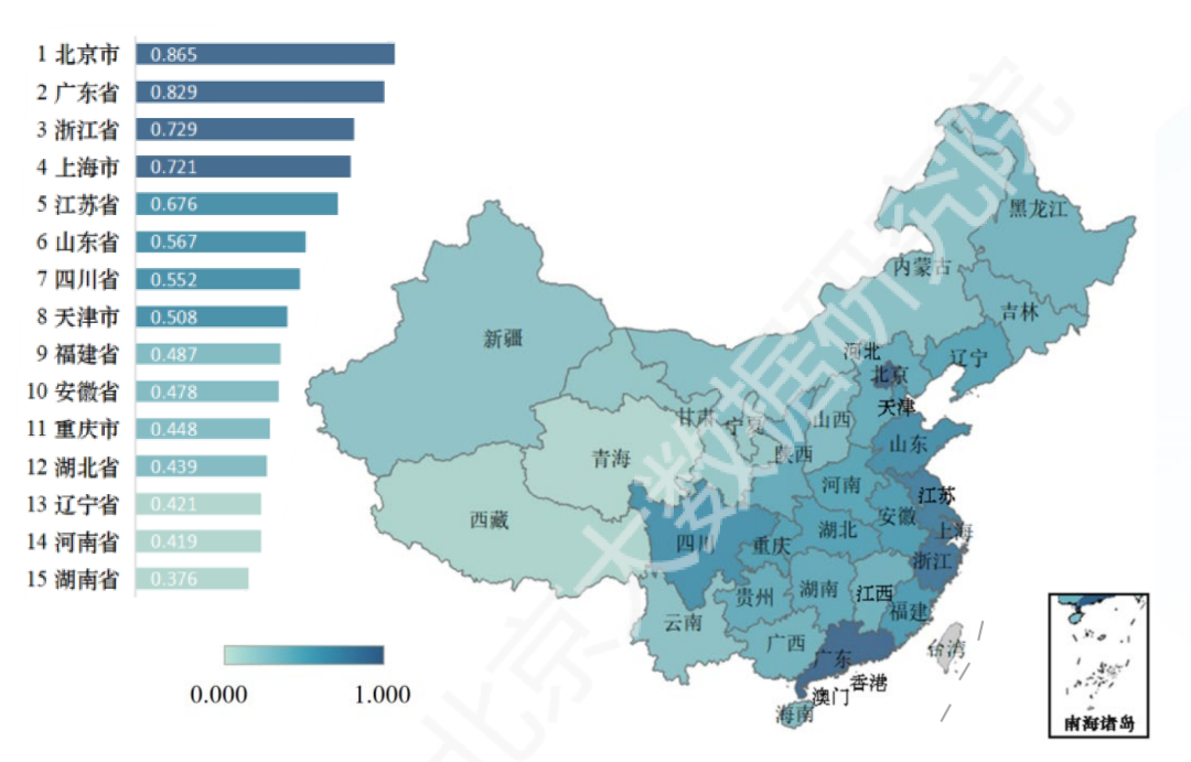 大數(shù)據(jù)產(chǎn)業(yè)發(fā)展指數(shù)省級得分熱力圖